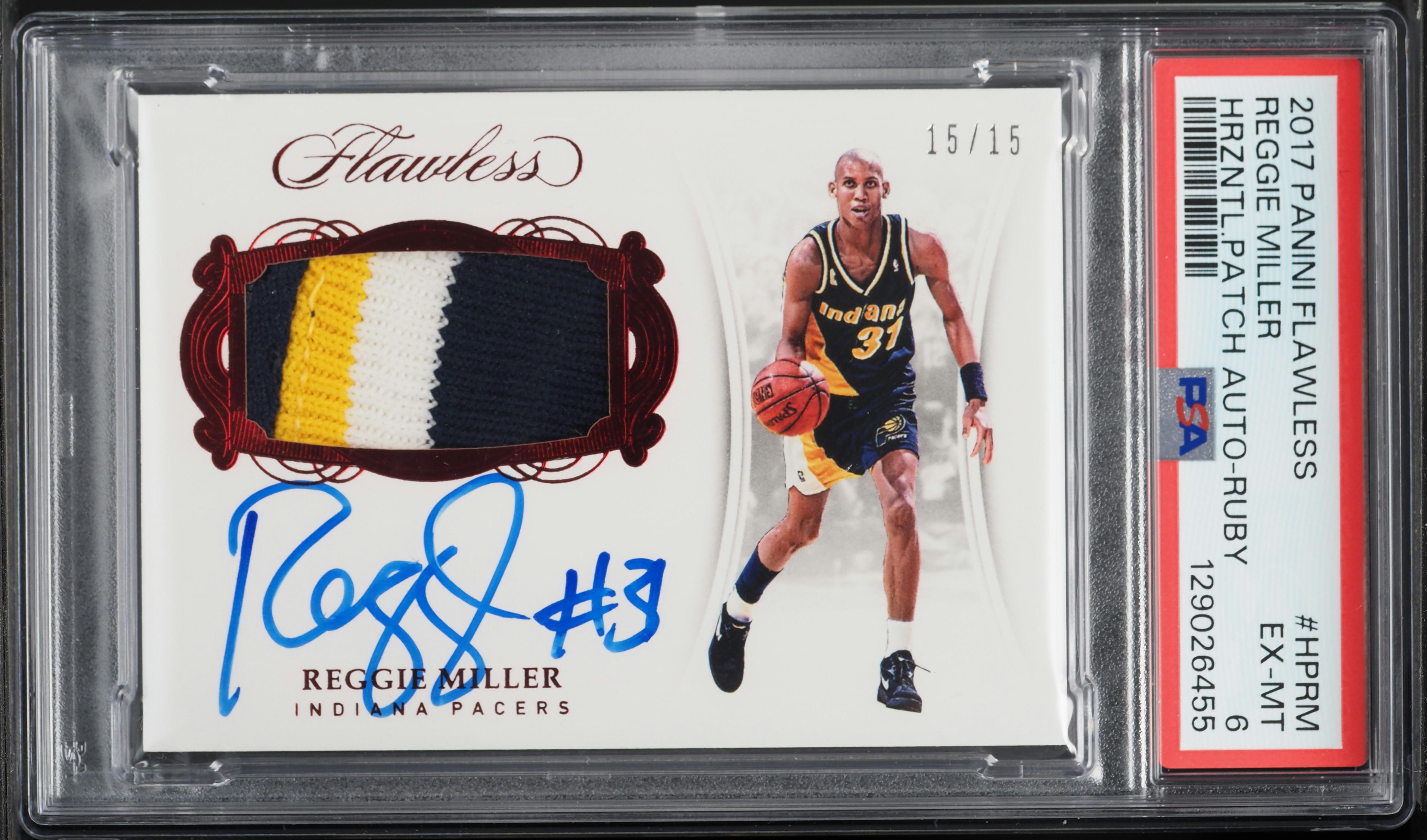 2017 Panini Flawless Horizontal Ruby Reggie Miller PATCH AUTO 15