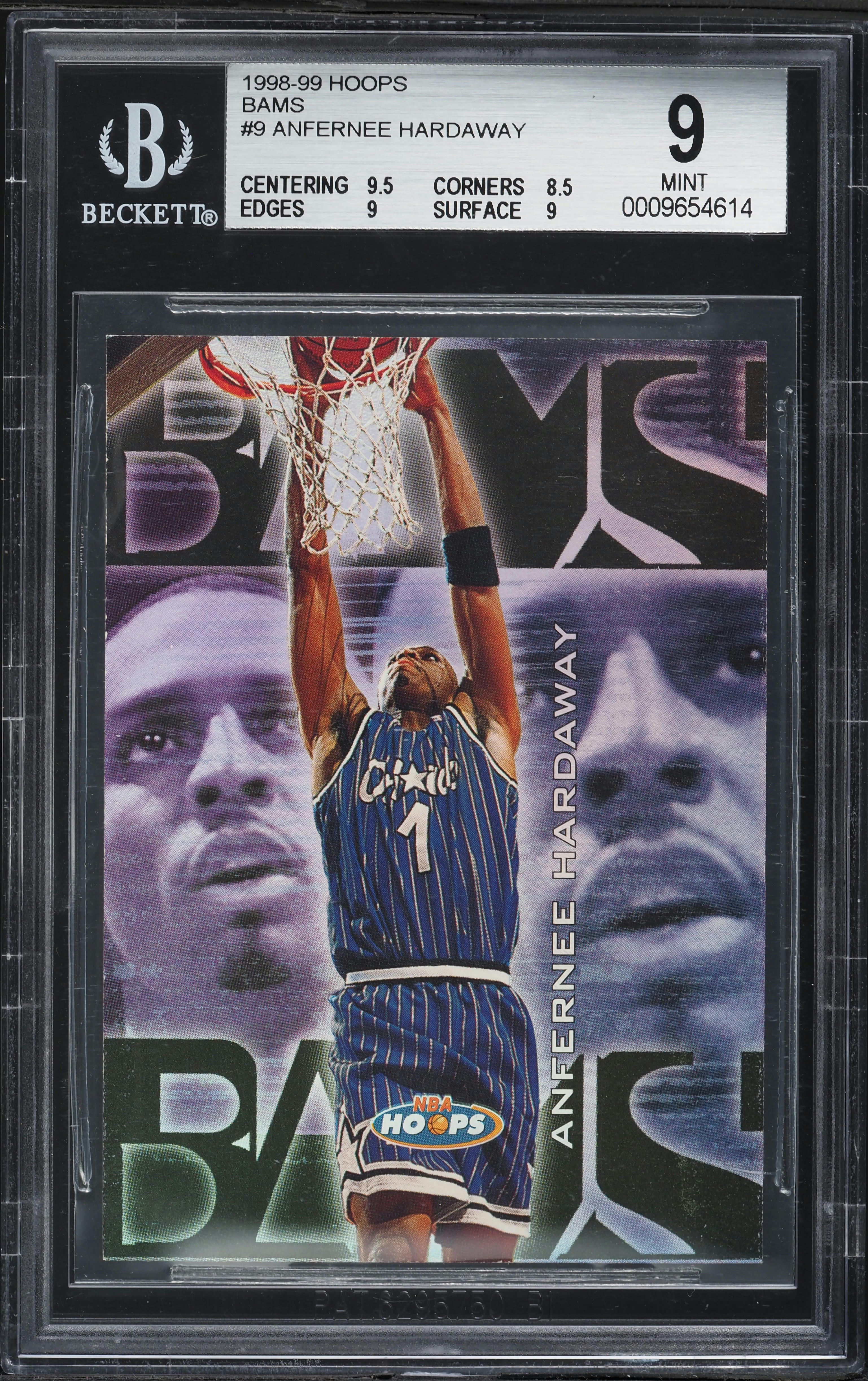 1998 Hoops Bams Anfernee Hardaway /250 #9 BGS 9 MINT on Fanatics 