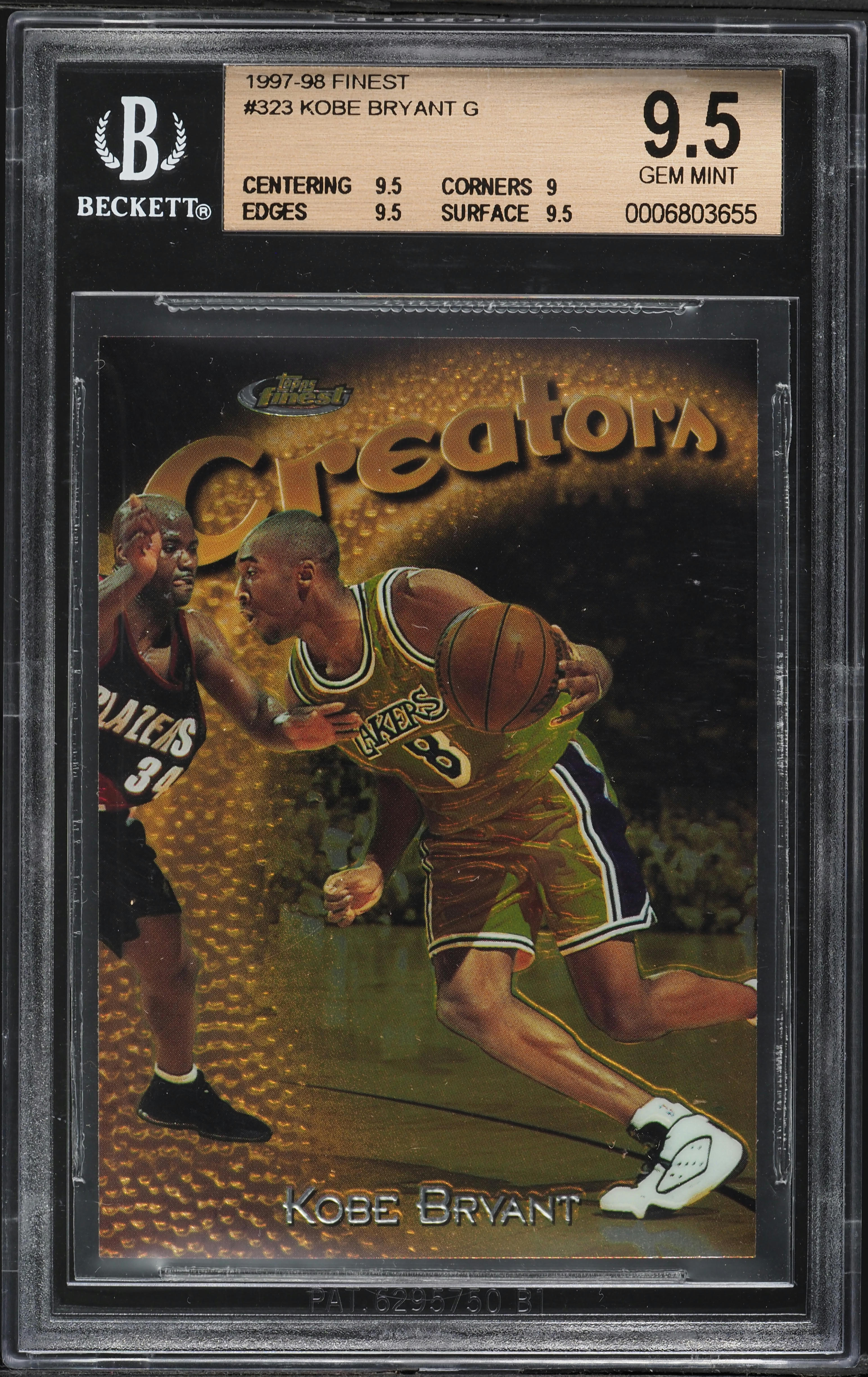1997 Finest Basketball W/ Coating Kobe Bryant #323 BGS 9.5 GEM
