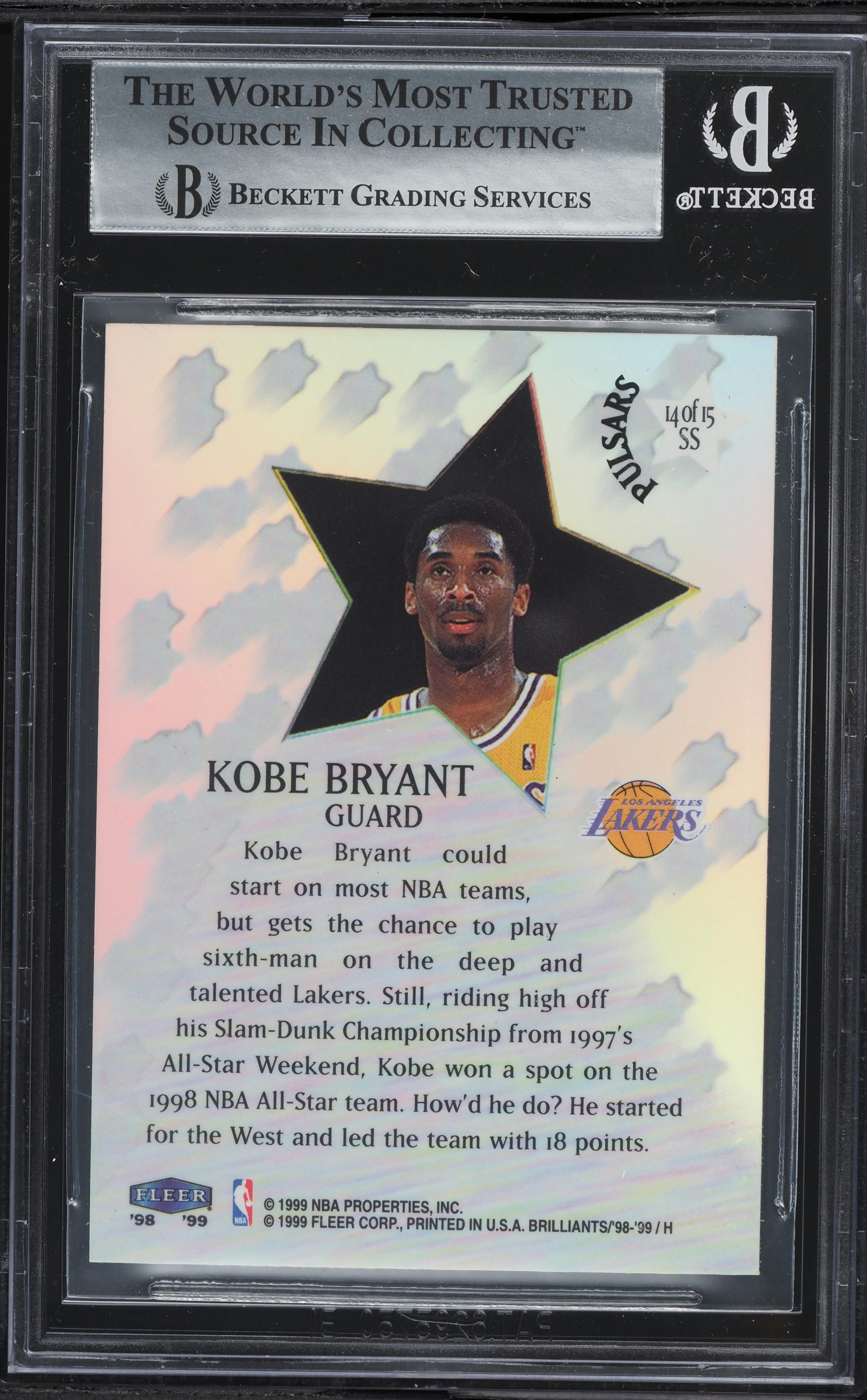 1998 Fleer Brilliants Shining Stars Pulsars Kobe Bryant #14 BGS