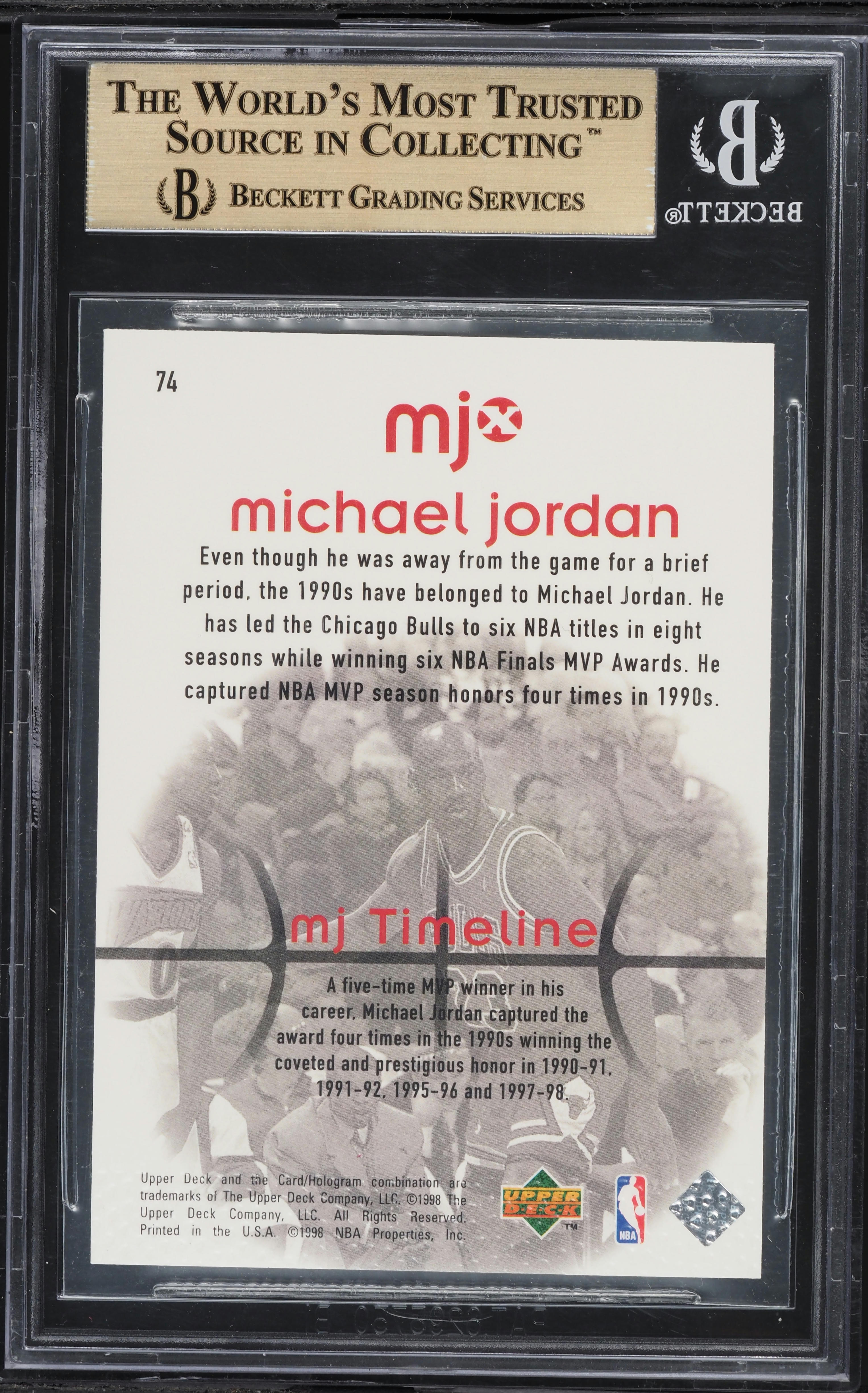 1998 Upper Deck MJx Timeline Michael Jordan #74 BGS 9.5 GEM MINT 
