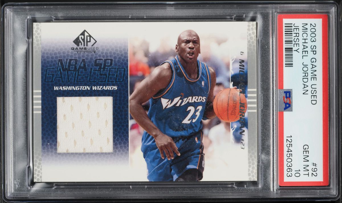 2003 SP Game Used Jersey Michael Jordan PATCH #92 PSA 10 GEM MINT