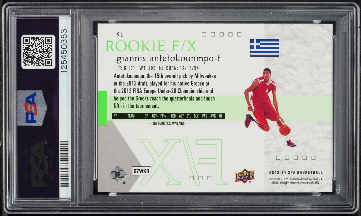 2013 SP Authentic '01 FX Giannis Antetokounmpo ROOKIE #91 PSA 10 GEM MINT