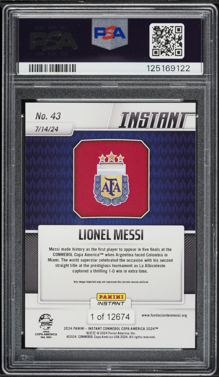 2024 Panini Instant Copa America Lionel Messi /12674 #43 PSA 10 GEM MINT