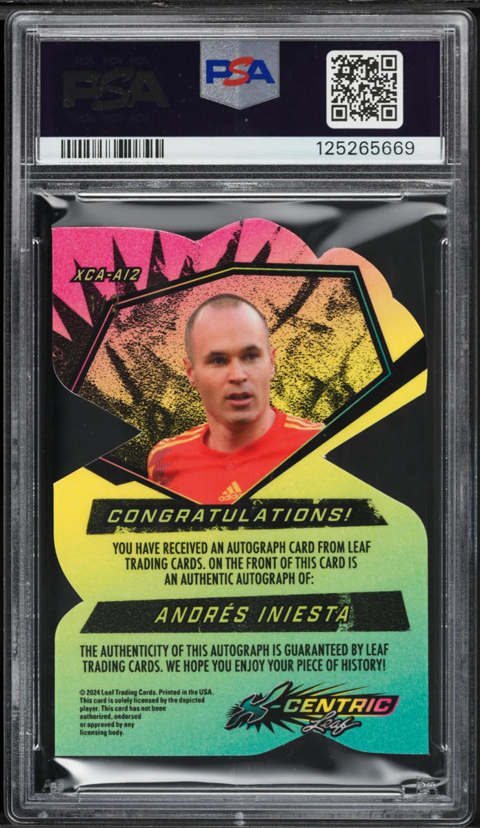 2024 Leaf X-Centric Pink Die-Cut Andres Iniesta AUTO #XCA-AI2 PSA 9 MINT