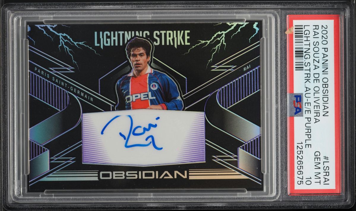 2020 Panini Obsidian Lightning Strike EE Purple Rai Souza De Oliveira AUTO /75 #LSRAI PSA 10