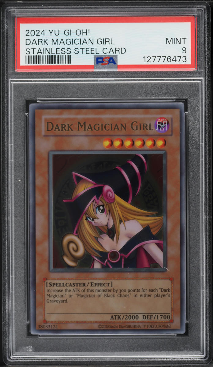 stainless steel yugioh card 2024 Yu-Gi-Oh! Dark Magician Girl PSA 9 MINT on Fanatics Collect Egyptian God Card 25th Anniversary