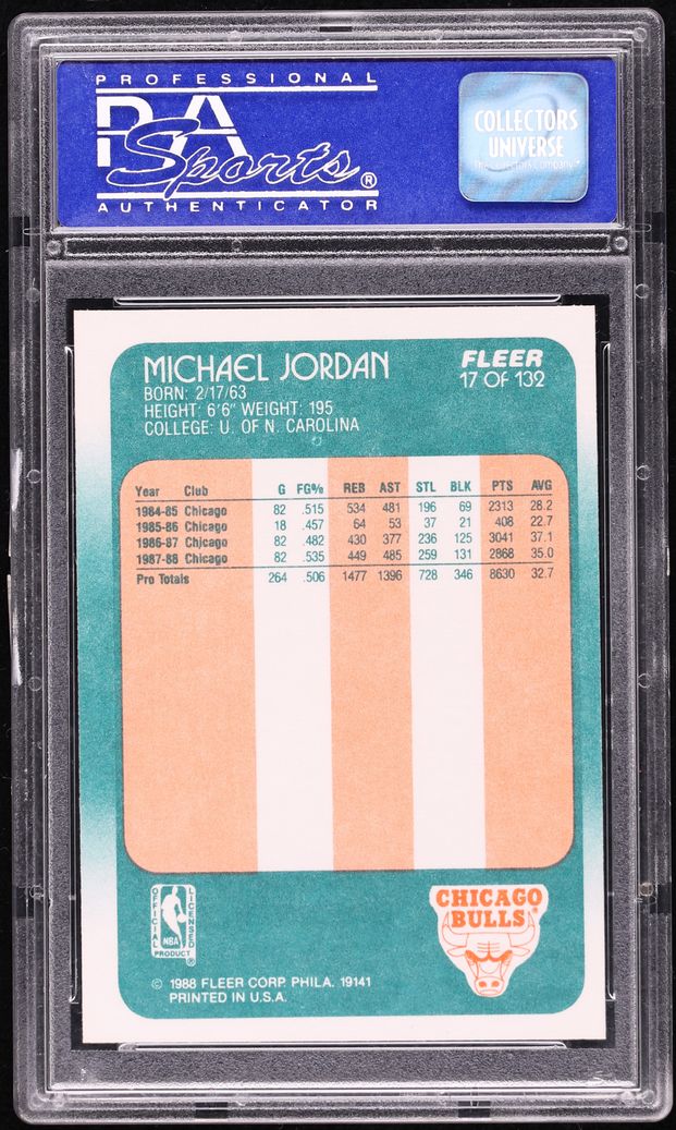 1988 Fleer Basketball Michael Jordan #17 PSA 9 MINT