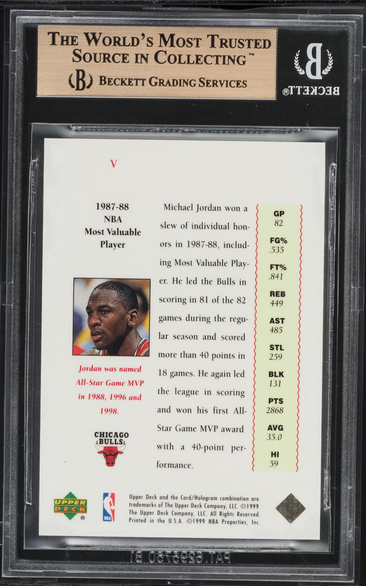 1999 Upper Deck Jordan Master Collection Michael Jordan #5 BGS 9.5 GEM MINT