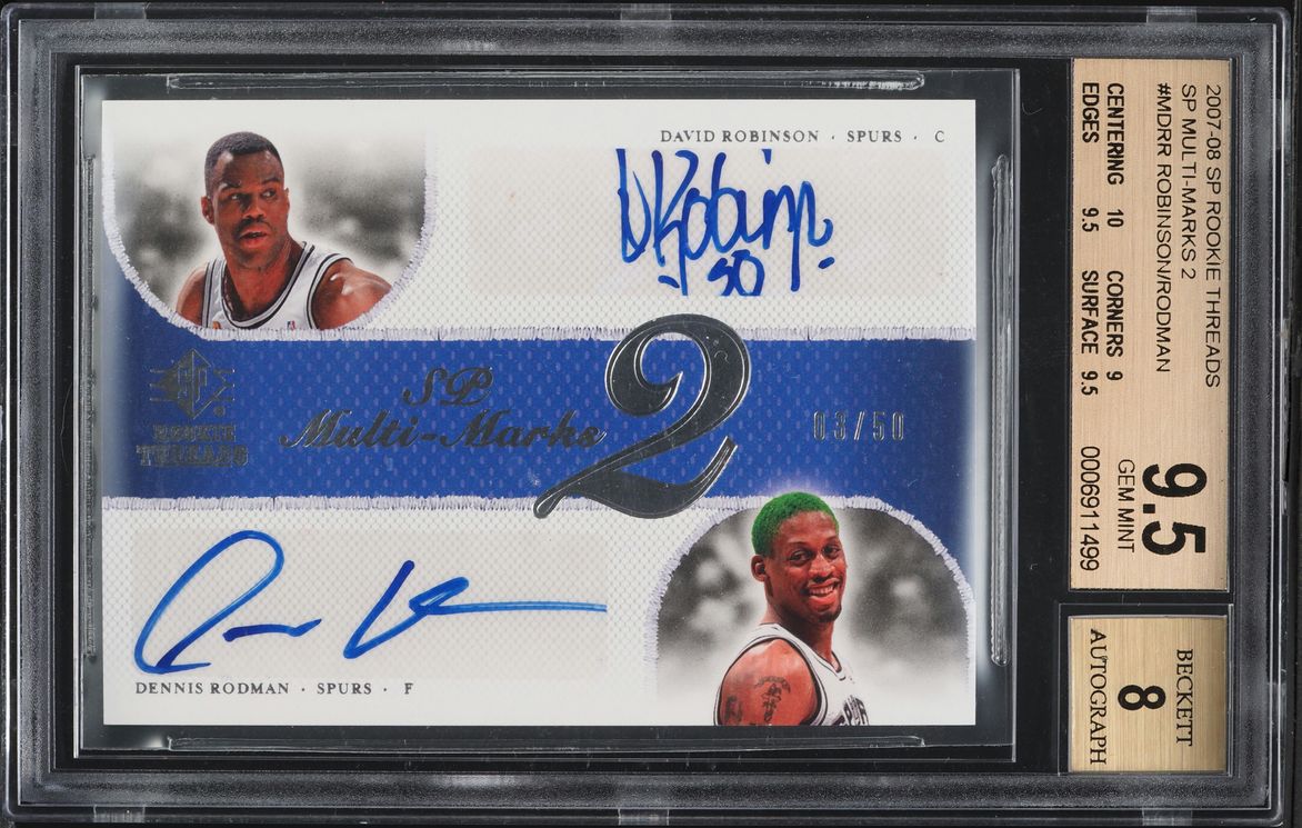 2007 SP Rookie Threads Multi Marks David Robinson Dennis Rodman AUTO /50 #MDRR BGS 9.5 GEM MINT