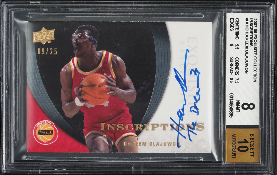 2007 Exquisite Collection Inscriptions Hakeem Olajuwon AUTO /25 #IAHO BGS 8 NM-MT