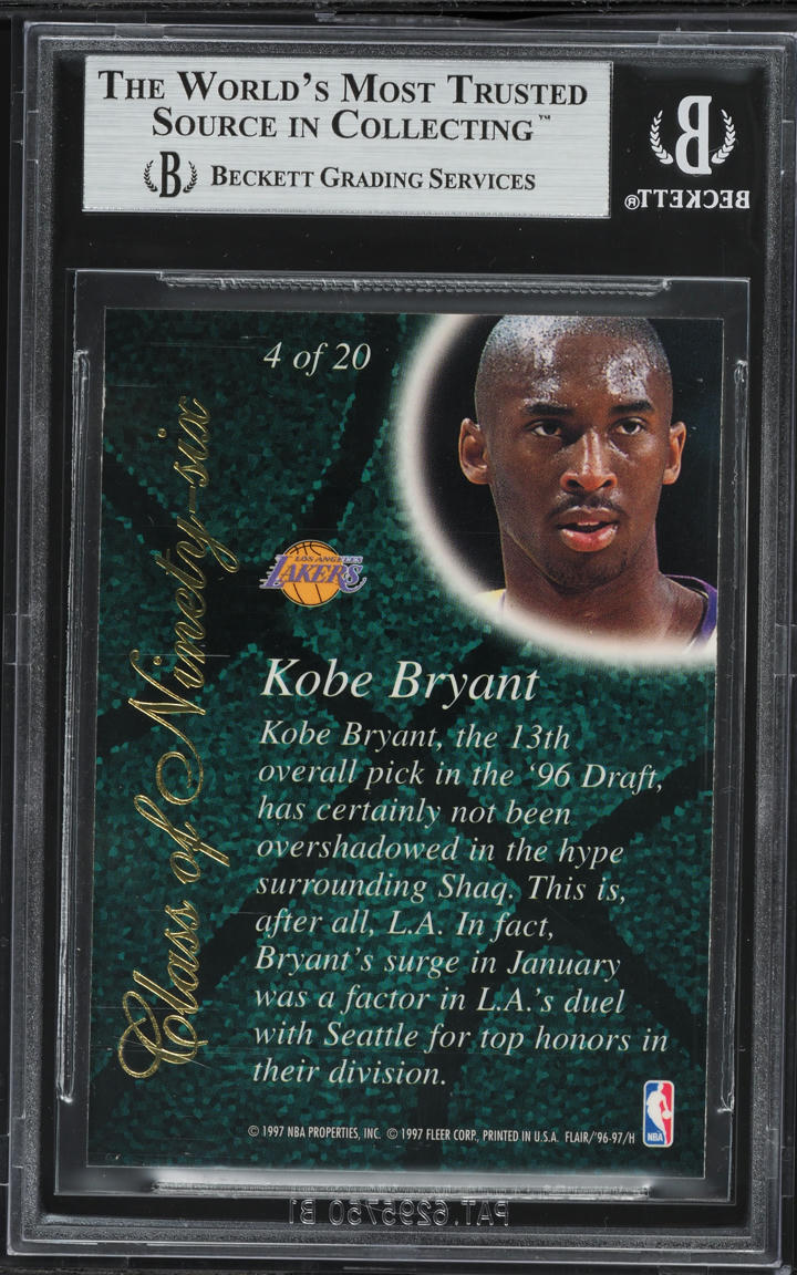 1996 Flair Showcase Class Of '96 Kobe Bryant ROOKIE #4 BGS 9 MINT