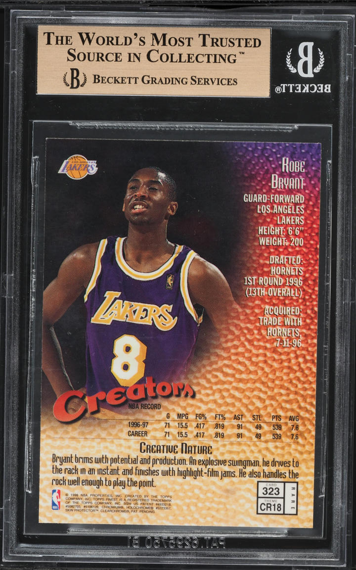 1997 Finest Basketball W/ Coating Kobe Bryant #323 BGS 9.5 GEM