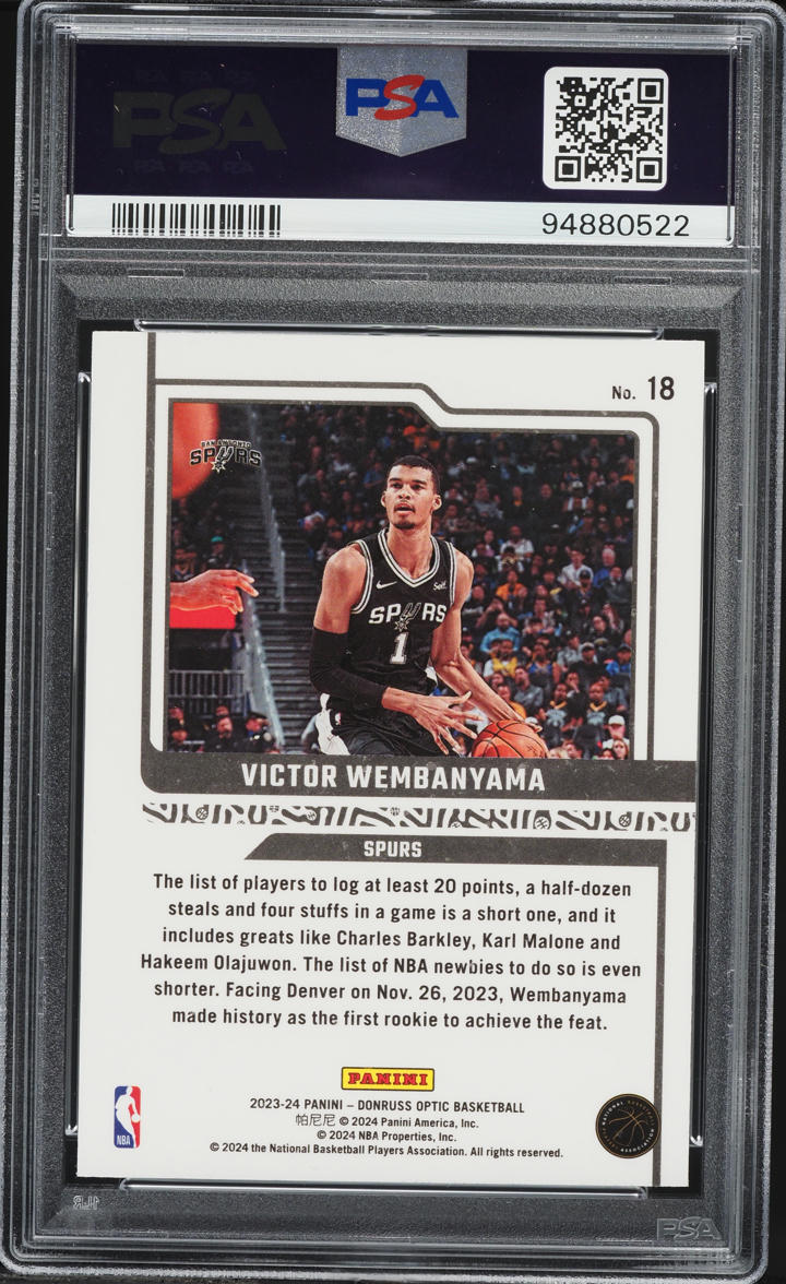 2023 Donruss Optic Elite Dominators Victor Wembanyama ROOKIE #18 PSA 9 MINT