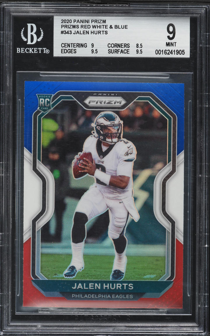 2020 Panini Prizm Red White & Blue Jalen Hurts ROOKIE #343 BGS 9 MINT