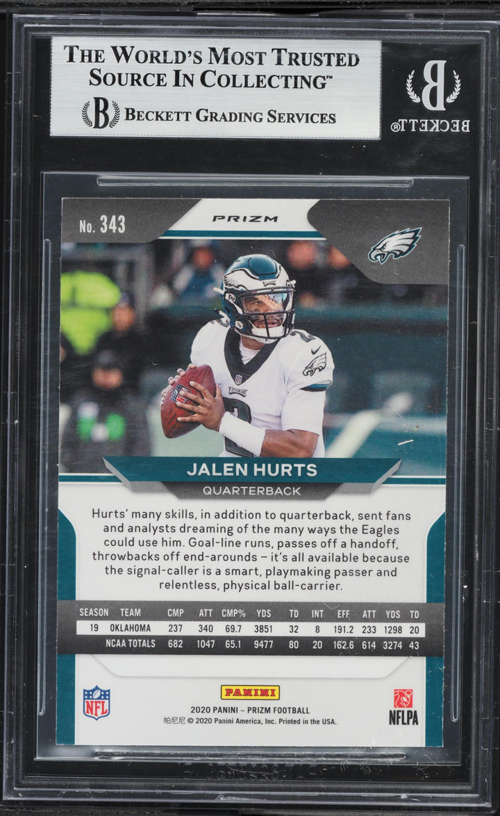 2020 Panini Prizm Red White & Blue Jalen Hurts ROOKIE #343 BGS 9 MINT