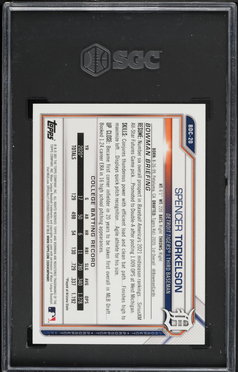 2022 Bowman Chrome Sapphire SPENCER TORKELSON #53 SP Rookie Image Variation RC