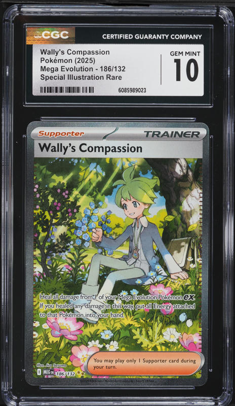 Wally's Compassion 2025 Pokemon Mega Evolution Series Special Illustration Rare #186 PSA Authenticated 10 Card