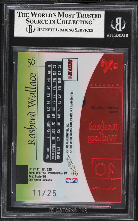 1997 E-X2001 Essential Credentials Future Rasheed Wallace /25 #56