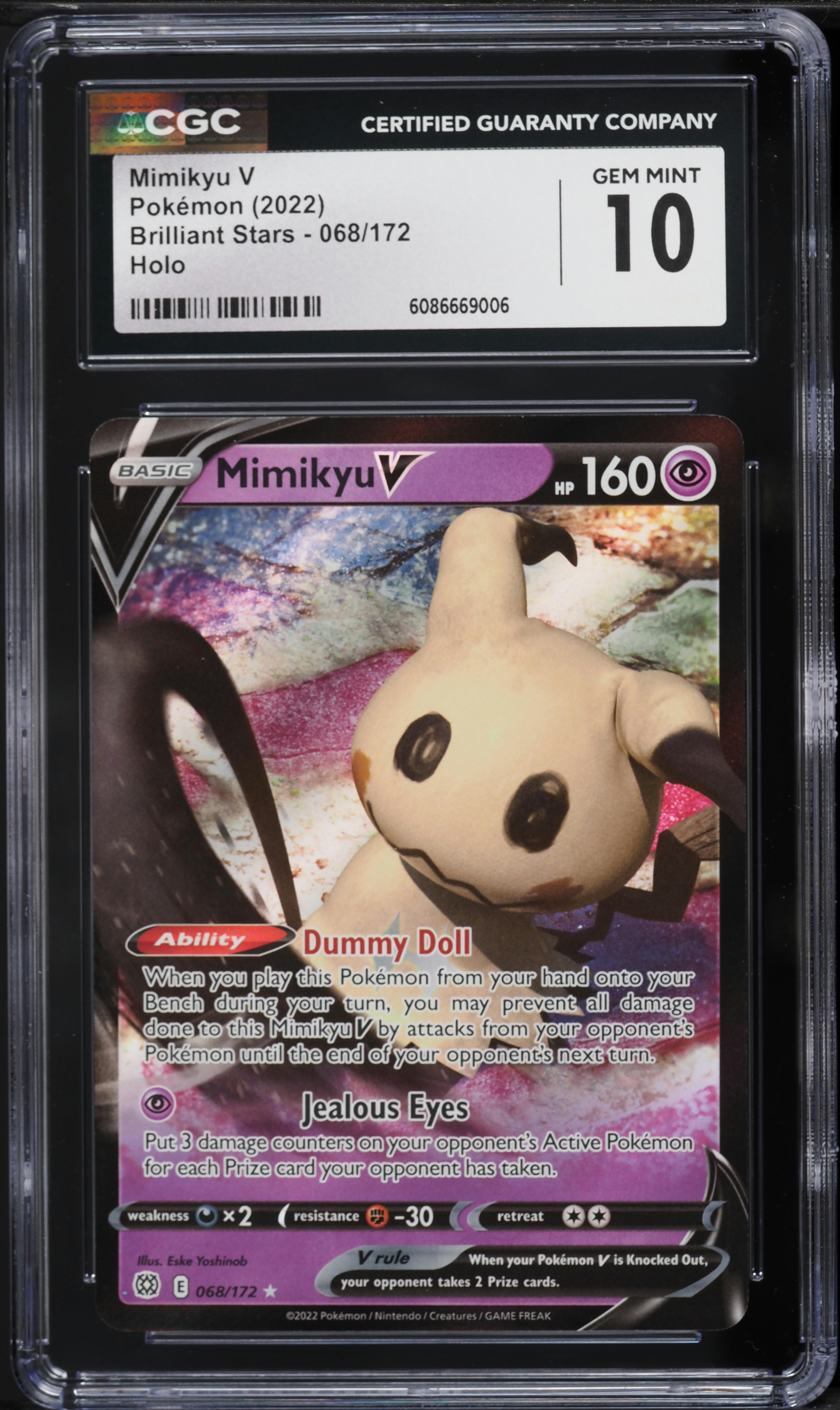 2022 Pokemon Sword & Shield Brilliant Stars Mimikyu V #68 CGC 10