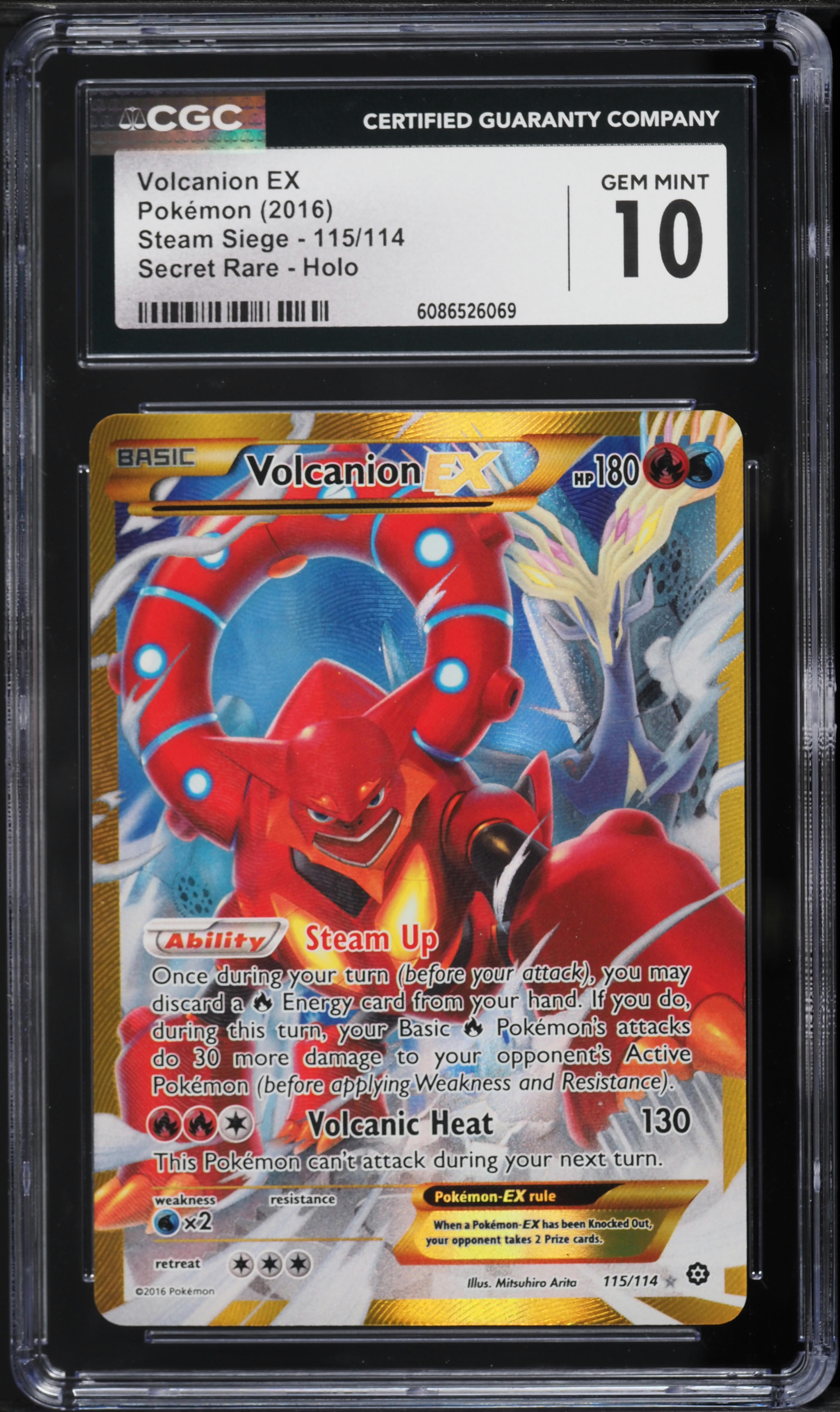 2016 Pokemon XY Steam Siege Secret Rare Volcanion EX #115 CGC 10