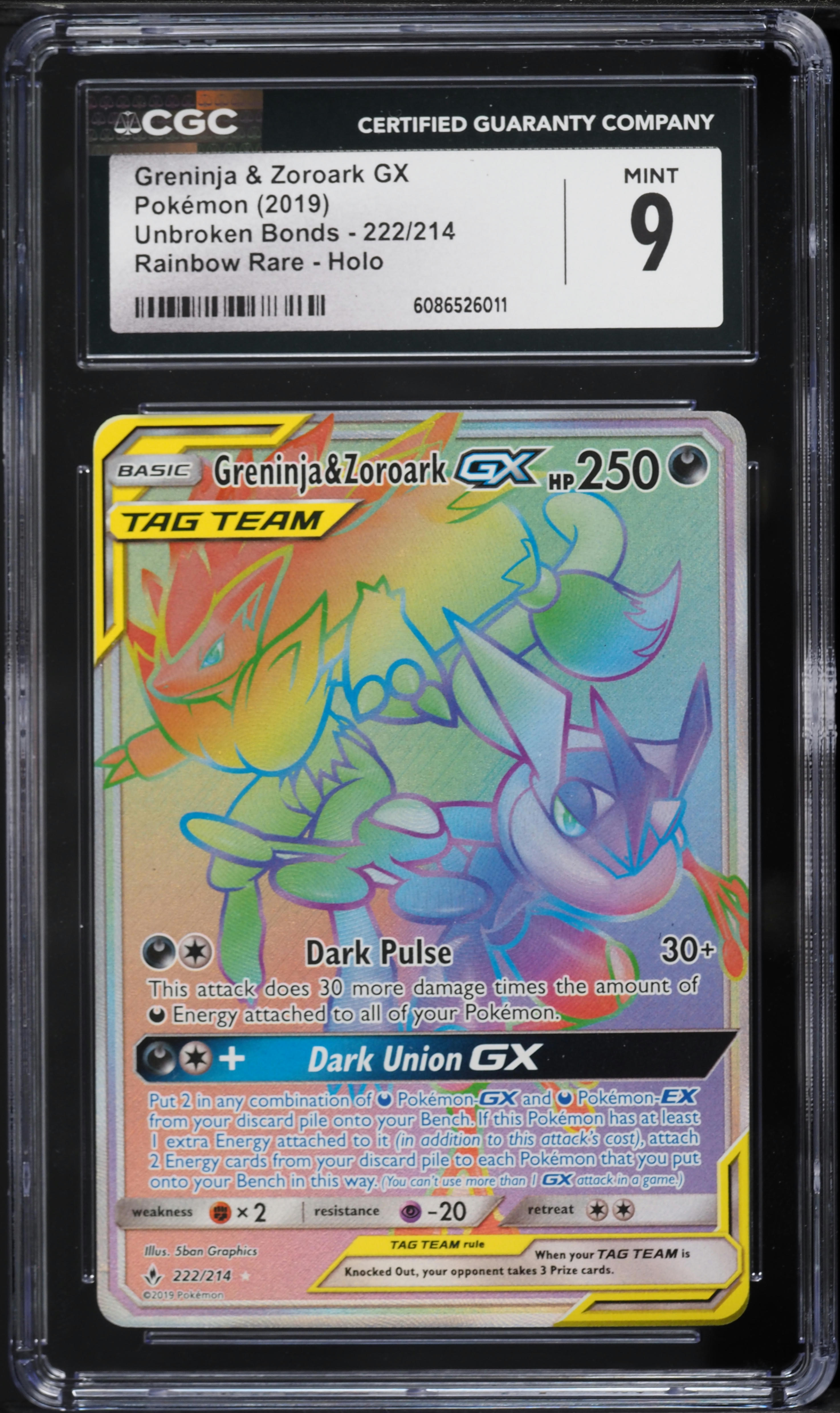 2019 Pokemon SM Unbroken Bonds Rainbow Rare Greninja & Zoroark GX