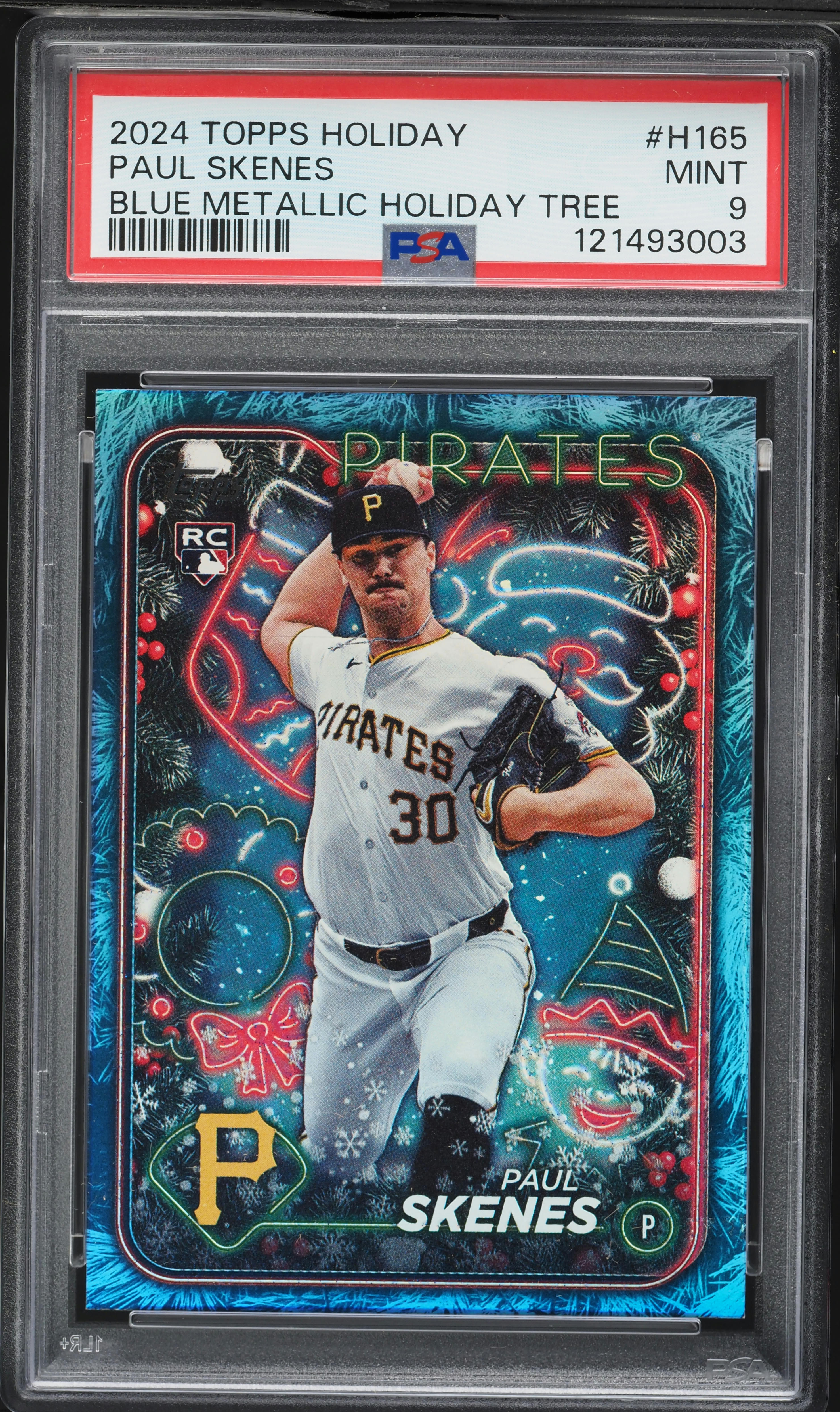 2024 Topps Holiday Blue Metallic Holiday Tree Paul Skenes ROOKIE