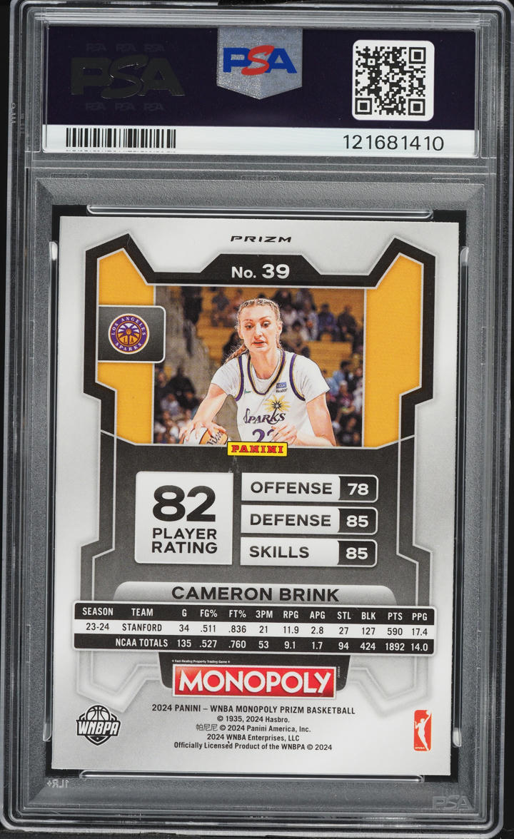 2024 Panini Prizm Monopoly WNBA Silver Cameron Brink ROOKIE #39 PSA 9 MINT