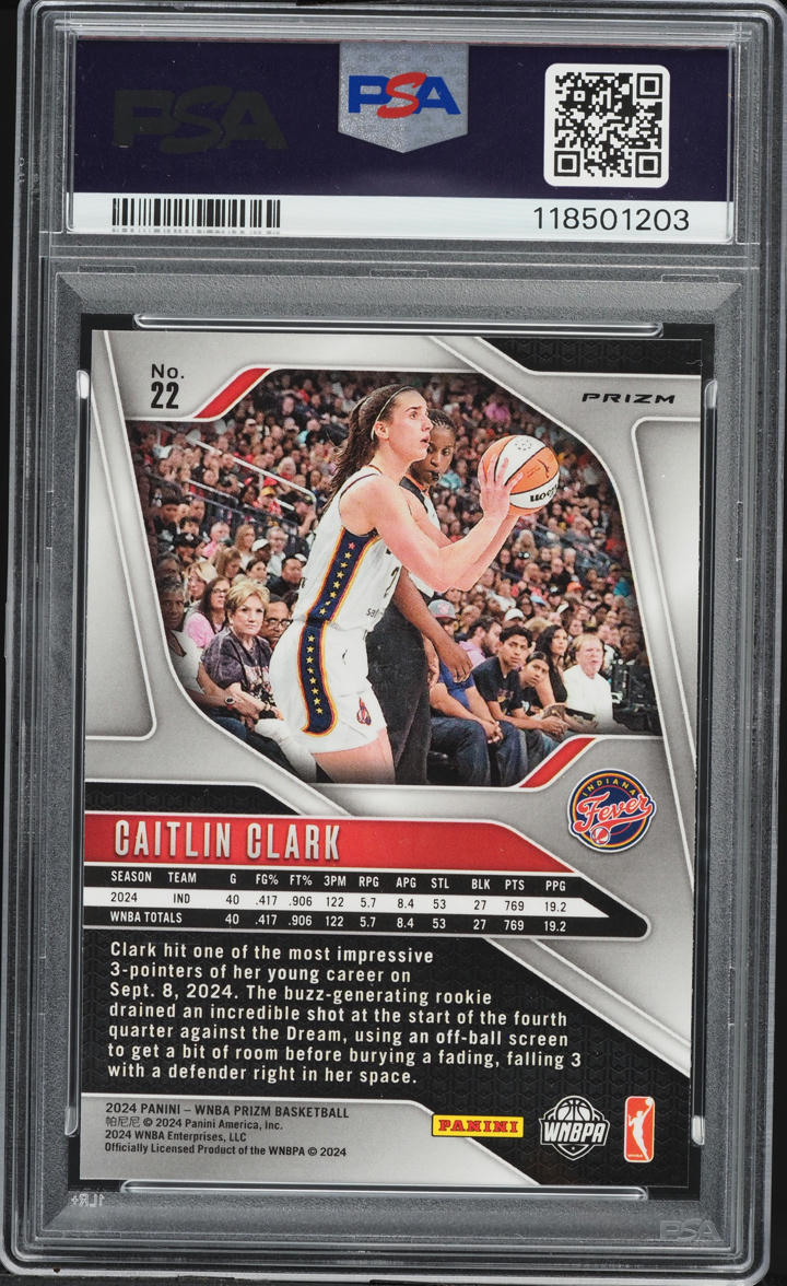 2024 Panini Prizm WNBA Ice Caitlin Clark ROOKIE #22 PSA 9 MINT