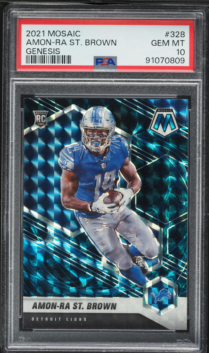 2021 Panini Mosaic Genesis Amon-Ra St. Brown ROOKIE #328 PSA 10