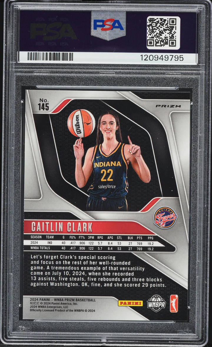 2024 Panini Prizm WNBA Blue Velocity Caitlin Clark ROOKIE #145 PSA 9 MINT