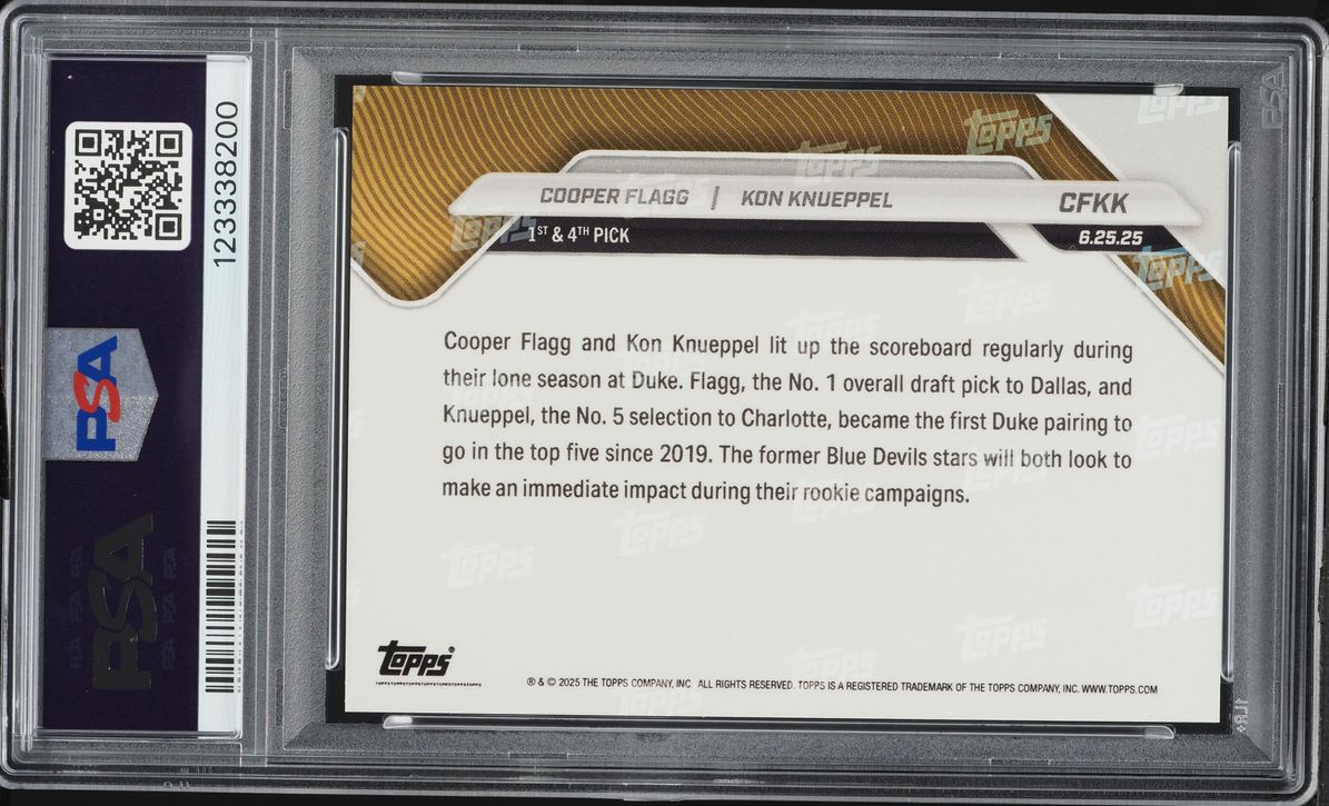 2025 Topps Now Cooper Flagg & Kon Knueppel ROOKIE #CFKK PSA 10 GEM MINT
