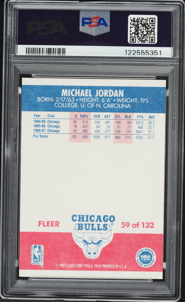 1987 Fleer Basketball Michael Jordan #59 PSA 8 NM-MT