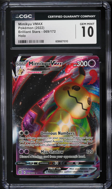2022 Pokemon Sword & Shield Brilliant Stars Full Art Mimikyu VMAX #69 CGC  10 GEM MINT on Fanatics Collect