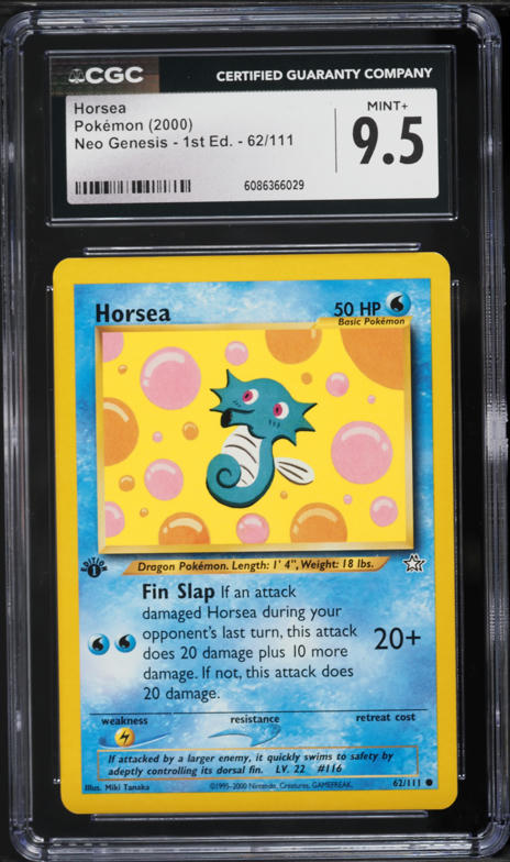 horsea pokemon card 1995 Vintage Common - 1st Edition Horsea Fossil Non-Holo Pokemon Card 49/62