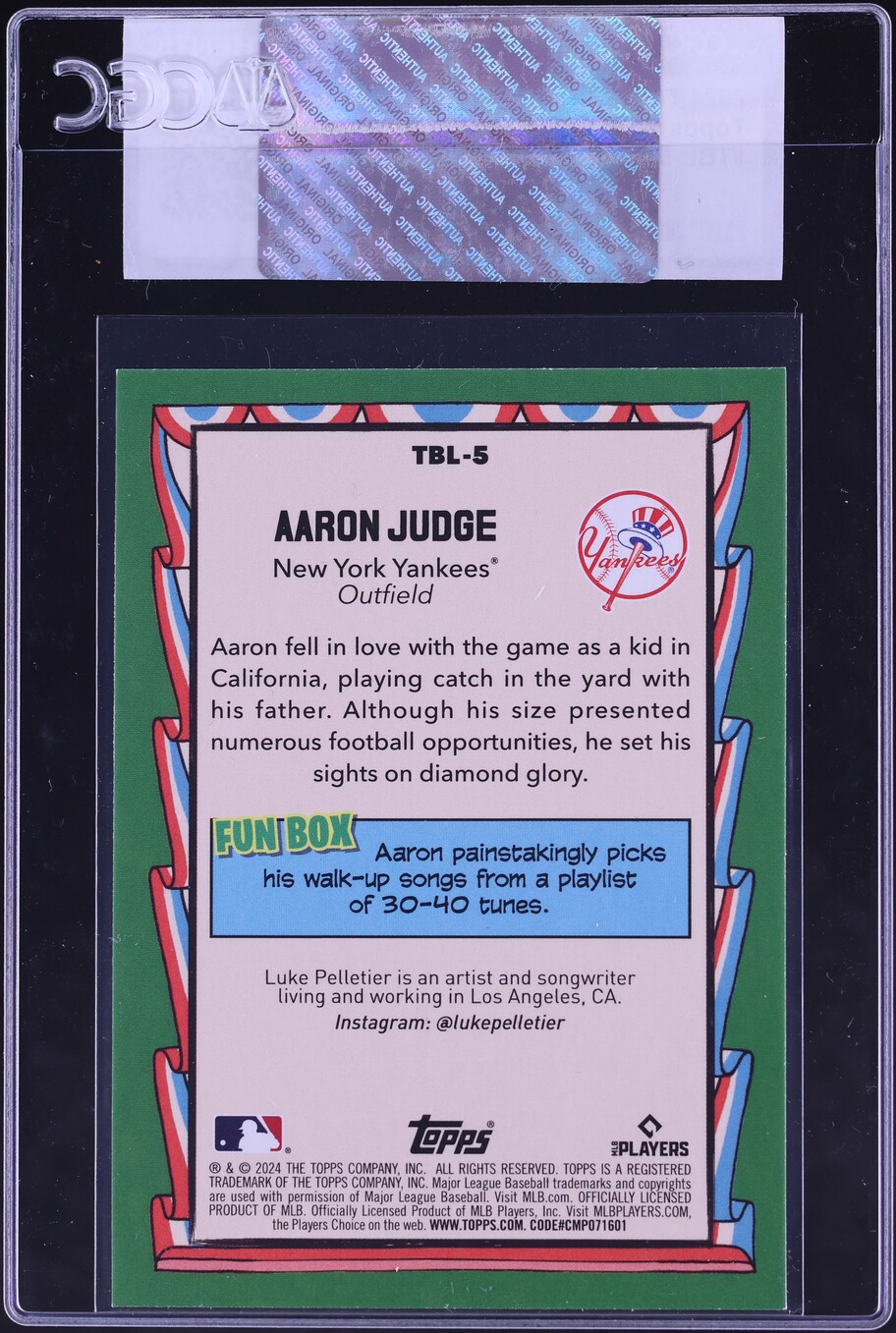 2024 Topps Big League Aaron Judge #TBL-5 CGC AUTH