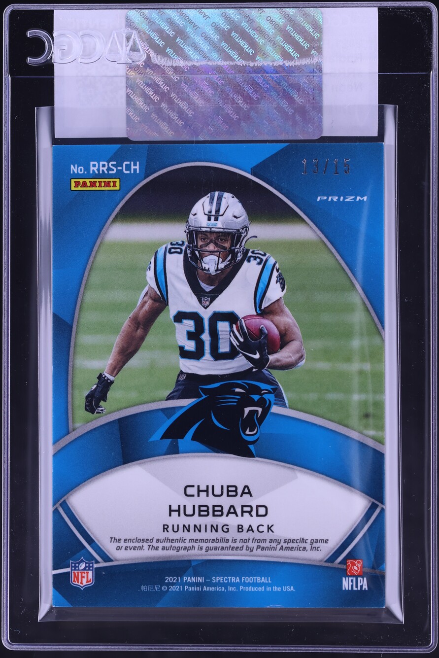 2021 Panini Spectra Neon Orange Prizm Chuba Hubbard ROOKIE PATCH