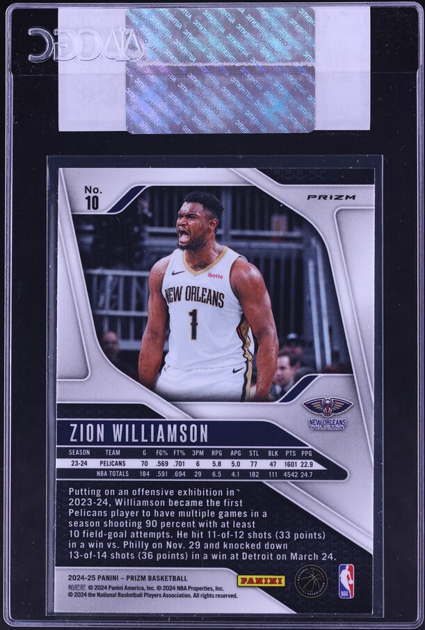 2024-25 Panini Prizm Silver Zion Williamson #10 CGC AUTH on