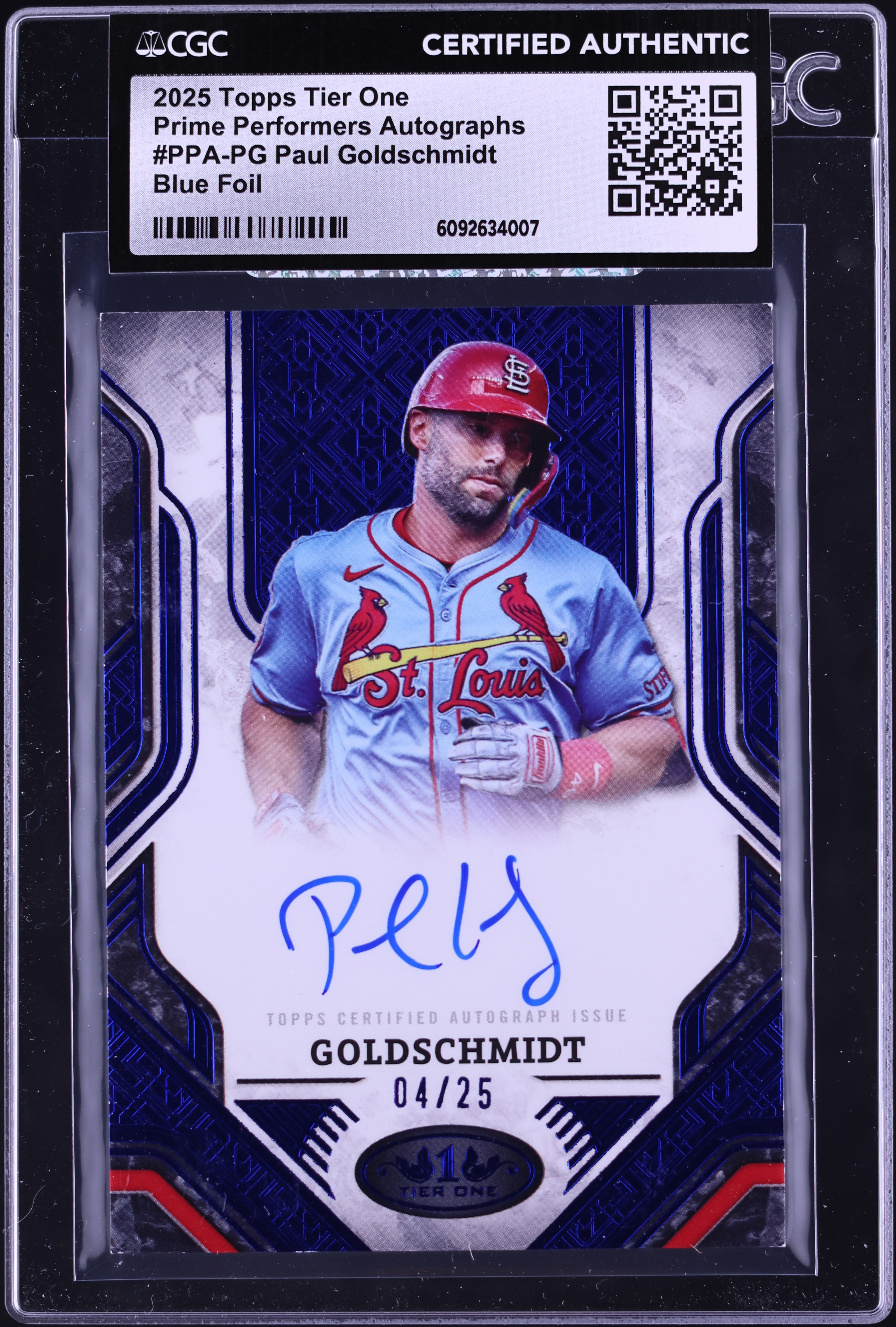 2025 Topps Tier One Prime Performers Blue Foil Paul Goldschmidt