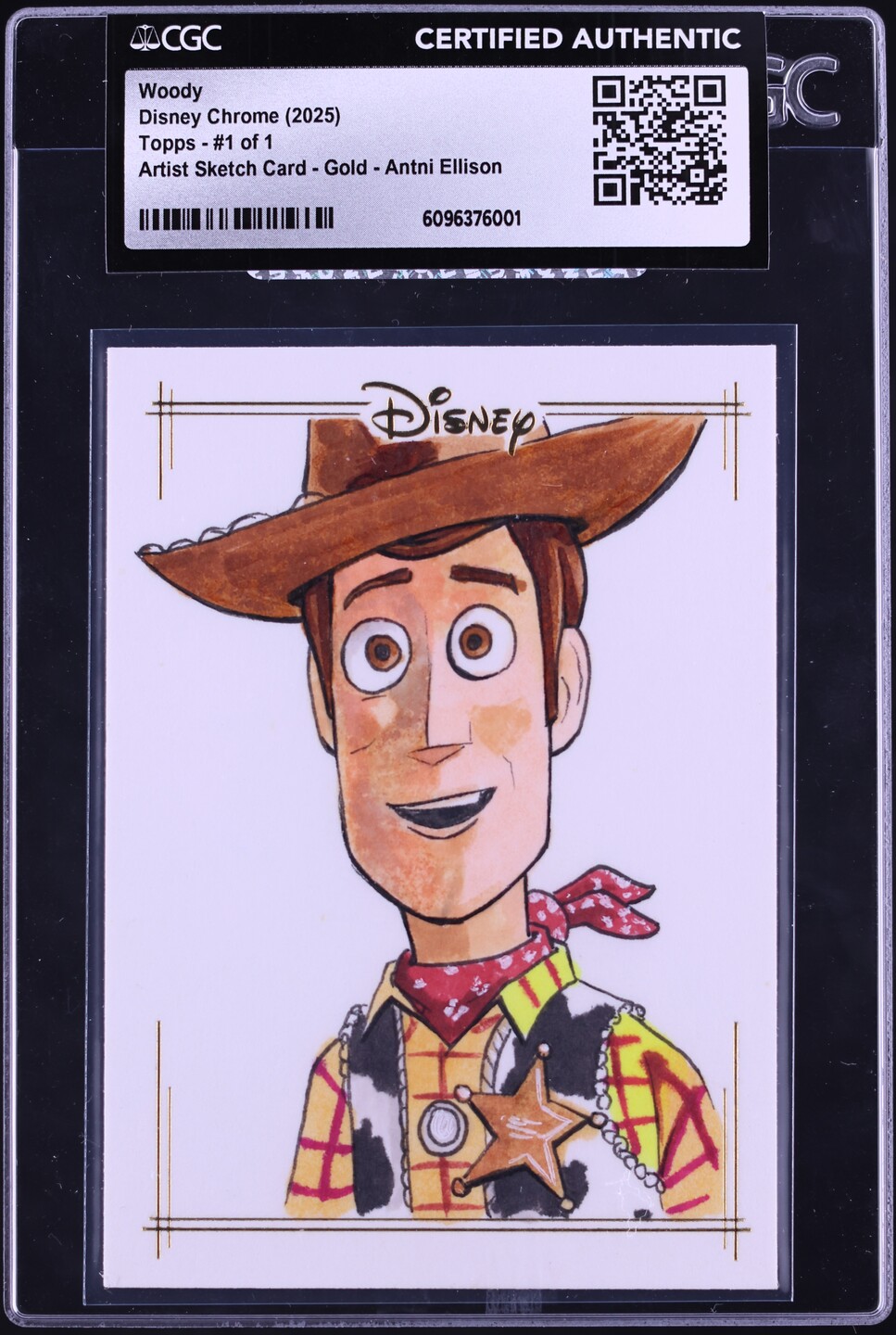 2025 Topps Chrome Disney Artist Sketch Card Gold Antni Ellison