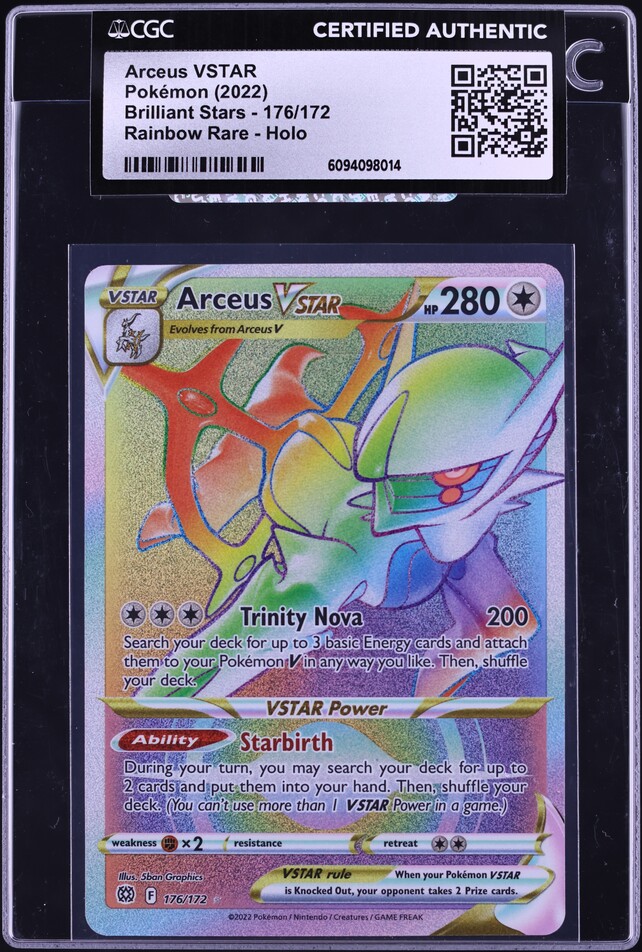 pokemon card rainbow arceus VSTAR 176/172 Shiny - Ultraboost X Epe et Bouclier 9 - Stars tincelantes Celebrate the legacy of your favorite tabletop game with this Arceus VSTAR 2022 Pokemon Brilliant Stars Ultra Rare #176 PSA Authenticated 10 Card 2022 Pokemon Sword & Shield