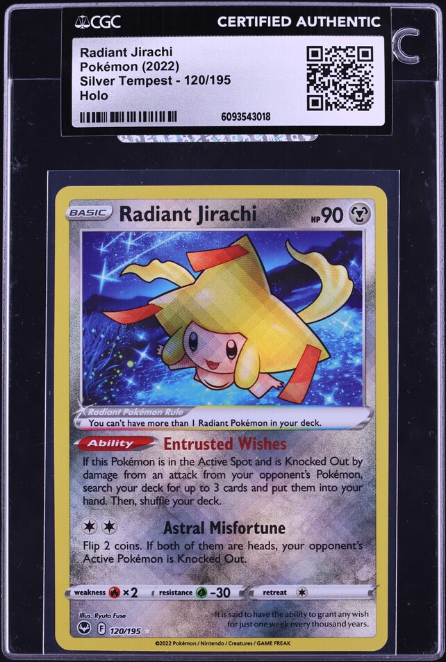 2022 Pokemon Sword & Shield Silver Tempest Holo Radiant Jirachi #120 CGC AUTH