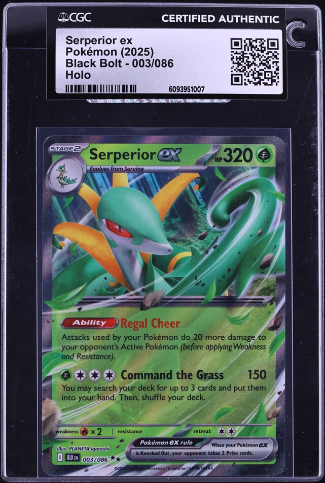 2025 Pokemon Scarlet & Violet Black Bolt Holo Serperior ex #3 CGC AUTH