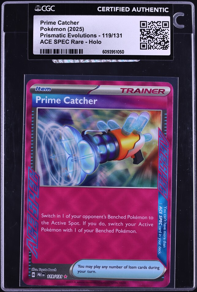 2025 Pokemon Scarlet & Violet Prismatic Evolutions Ace Spec Prime Catcher #119 CGC AUTH