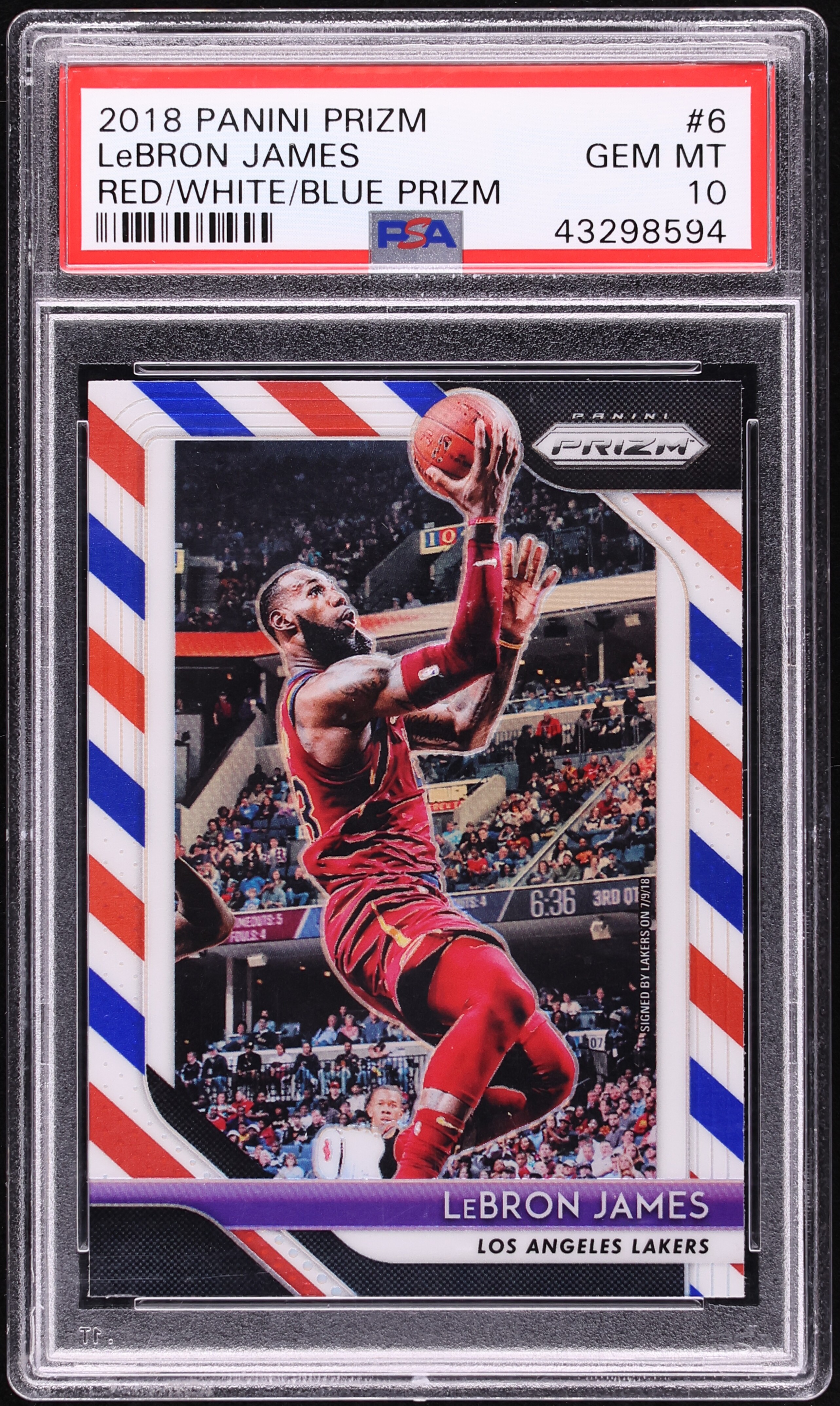 2018 Panini Prizm Red White Blue LeBron James #6 PSA 10 GEM MINT