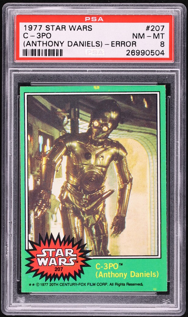1977 Topps Star Wars C-3PO Anthony Daniels Error #207 PSA 8 NM-MT