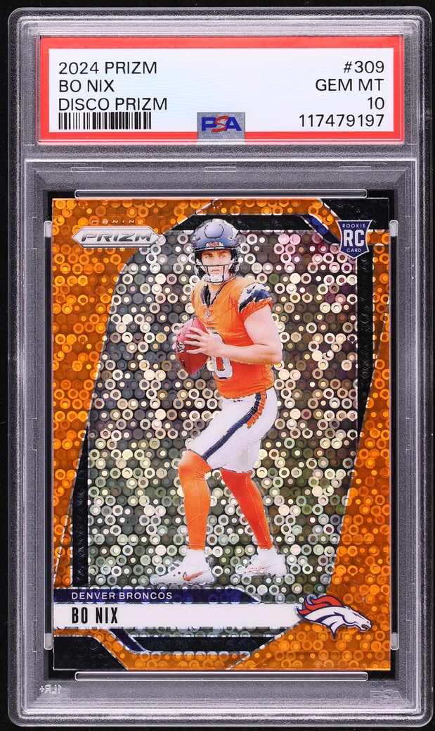 2024 Panini Prizm Disco Bo Nix ROOKIE #309 PSA 10 GEM MINT