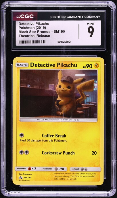2019 Pokemon Sun & Moon Promo Holo Detective Pikachu #SM190 CGC 9 MINT