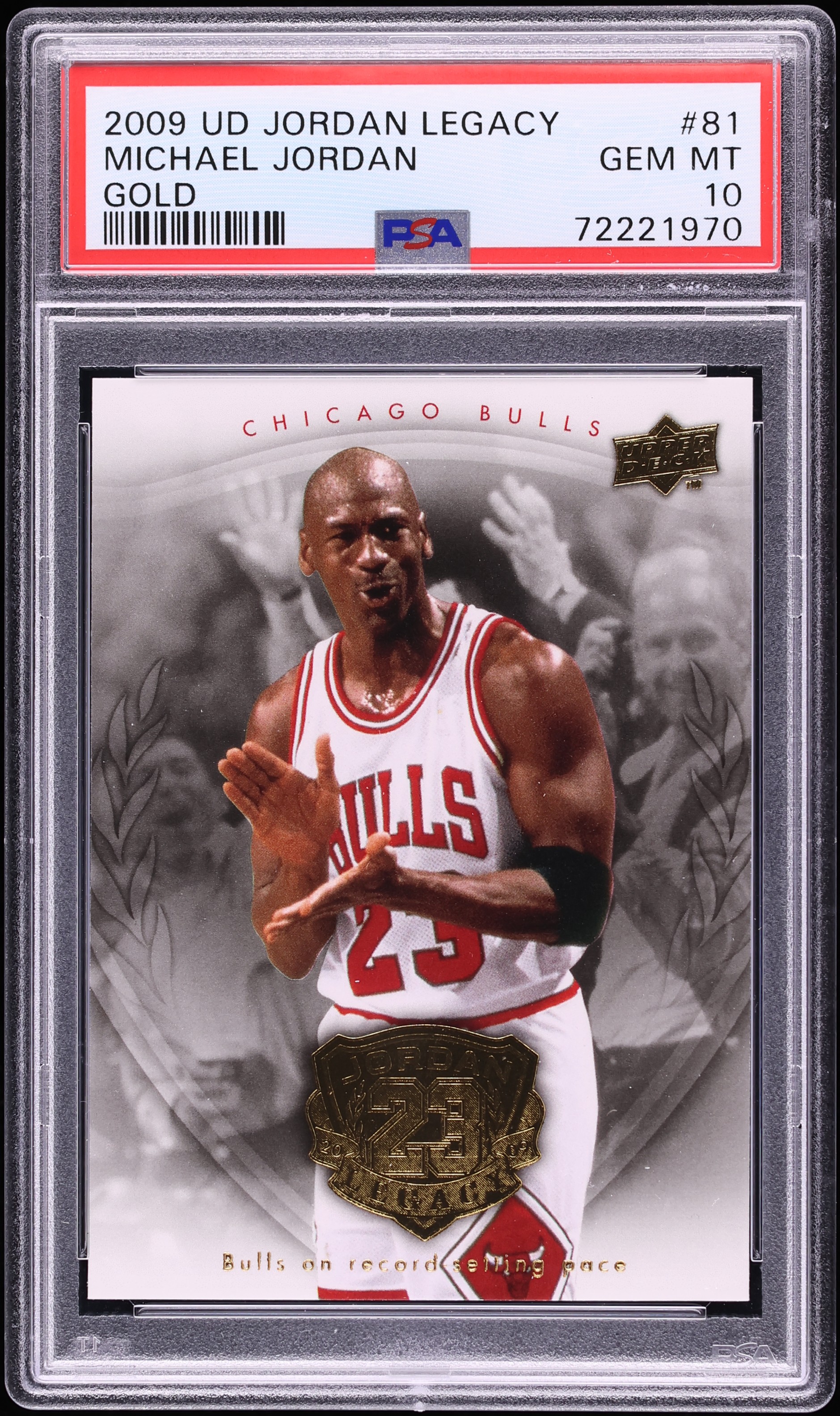 2009 Upper Deck Jordan Legacy Gold Michael Jordan #81 PSA 10 GEM  display picture 1