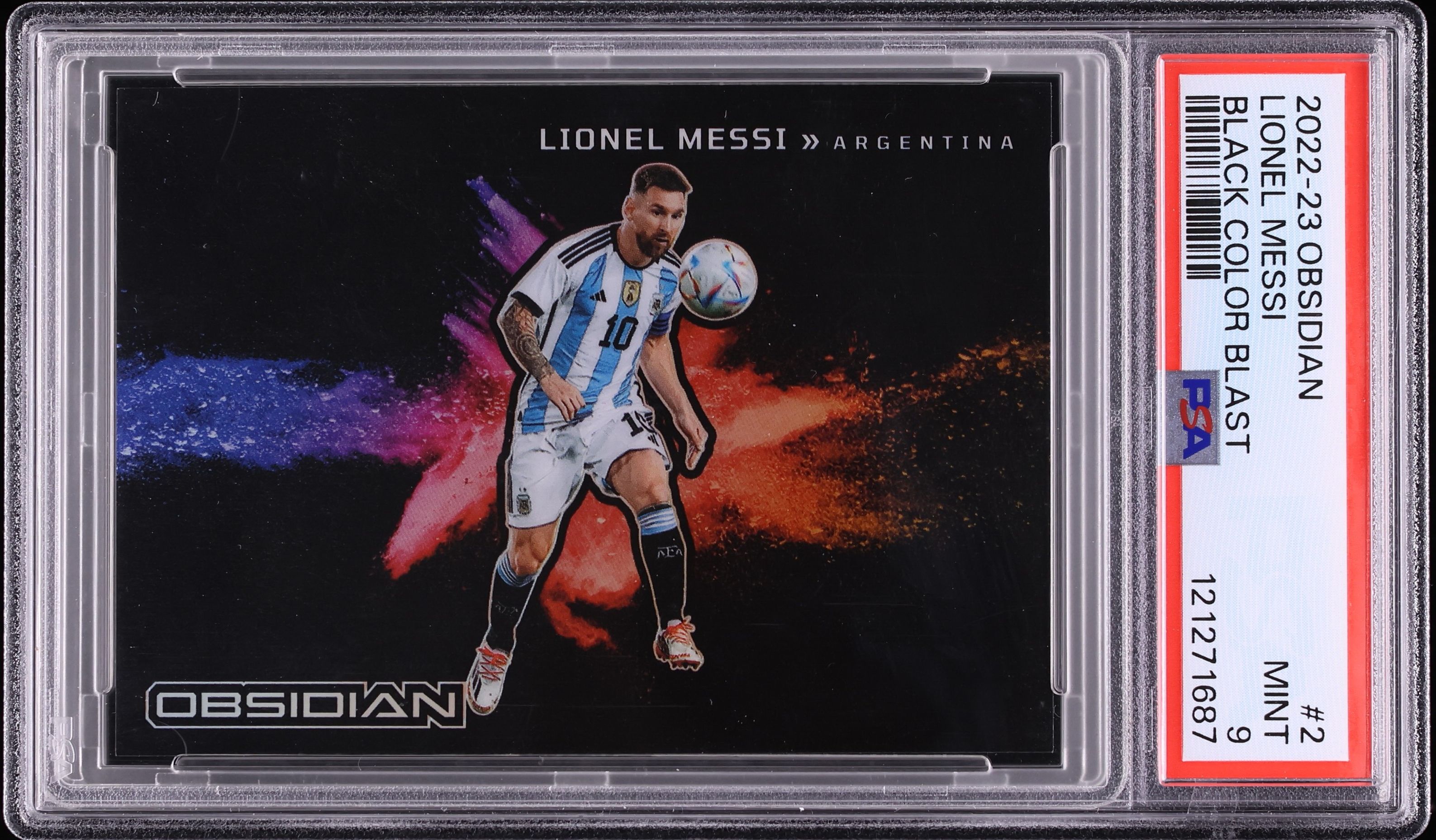 2022 Panini Obsidian Black Colorblast Lionel Messi #2 PSA 9 MINT